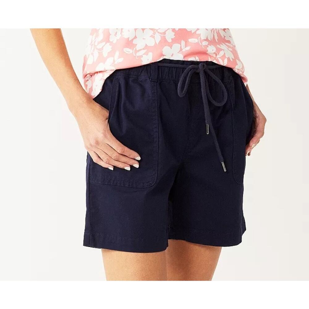 Croft‎ & Barrow Pull-On Utility Shorts Sz 1X Black Cotton Drawstring Casual